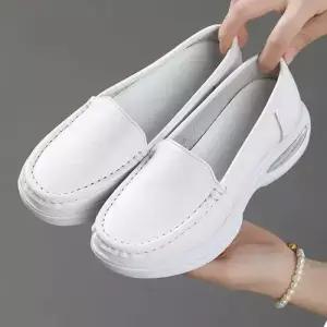 캐주얼 여자 캔버스화 슈즈 쿠셔닝 발 봄여름 작업화 쿠션 방지 통기 편한 미끄럼 의료 간호사화 펀칭 밑창