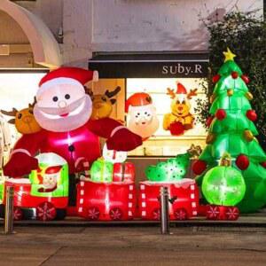 시니어 정원 조형물 입간판 대형 춤추는 LED 크리스마스대형인형 에어 2M 대형인형 콤비 에어로 눈사람
