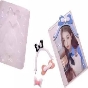 실리콘 몰드 리본 토끼 귀 카드 놀이 장식 부품 열쇠고리 오츠카츠 오츠 공예품 3D 트레이딩 케이스