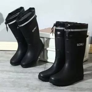 남성용 블랙 끈조절 방수기능 미들 레인부츠 중목장화
