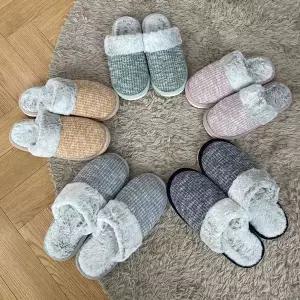 [하프클럽/]거실화 가정용 토끼털 슬리퍼 사무실 겨울 털실내화