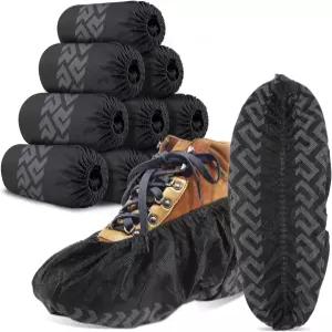 일회용 신발 커버 100팩 50켤레 재활용 및 부츠 방진 가장 잘 맞는 사이즈 미끄럼 방지 바닥 카펫 보호