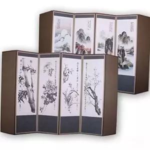 고품질 6폭 병풍 전통 병풍 선물용 제례 사군자 산수화 용병풍 비단 집들이선물 접이식병풍 WFNUPLF