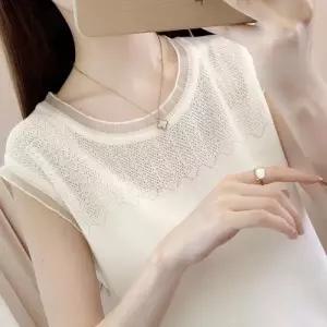 [브리치] 제로투올샵 / 여성 여름 민소매 아이스실크 탑 티셔츠 편안한 트렌디 흰색