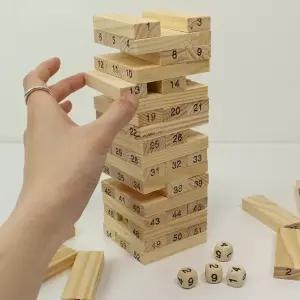 J2K 나무 블럭 쌓기 우드 블럭 보드게임 집중력 향상 실내놀이 (54P)