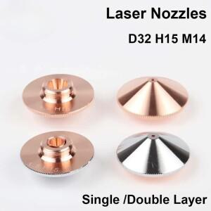 Bodor Raytools 노즐 Dia.32 M14 H15 구경 0.8-5.0 섬유 레이저 절단기 용 단일이중 레이어 용접