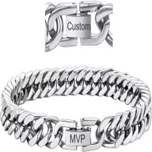 체인하우스 스테인리스 스틸 쿠바 링크 팔찌 8mm/12mm/17mm 너비 7.5 /8.3 /9 18K 골드 도금 여성용 손목