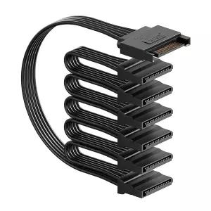 Mbiydeg sata 파워 스플리터 케이블 6방향 SSD 대 블랙 드라이브용 연장 광 15핀 6 전원 커넥터 HDD 공급