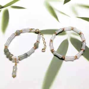 [하프클럽/]H9H19 천연 화전옥 대나무마디 팔찌 재물운 행운 팔찌