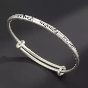 [하프클럽/]옴마니반메훔 순은 999 도금 무광 브러싱 뱅글 만트라 팔찌