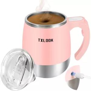 셀프 교반 머그컵 투명 뚜껑이 있는 충전식 자동 자기 커피 방수 스테인리스 스틸 전기 믹싱 우유/커피