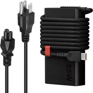 레노버 노트북 충전기 를 위한 65W USB C 교체 씽크패드/요가/크롬북 컴퓨터 타입 고속 충전 전원 코드 AC