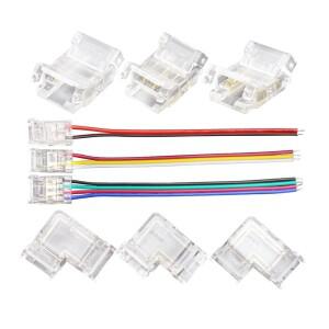 5PCS LED 스트립 커넥터 COB SMD 2Pin 3Pin 4Pin 5mm 8mm 10mm L 자형 스트립 스트립 용접없는 RGB CCT LED