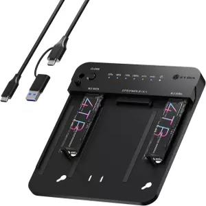 M.2 NVMe 및 SATA SSD/HDD 도킹 스테이션 ICY BOX USB-C 10Gbps 듀얼 베이 하드 드라이브 클론 리더