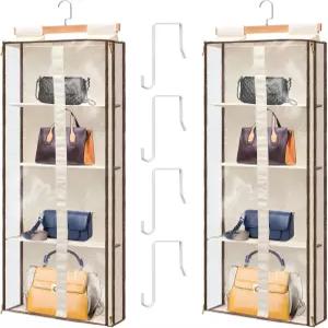 실크플라이 2팩 옷장 투명 핸드백 보관 행거용 걸이용 가방 정리함 지퍼 홀더가 있는 문 위의 토트백