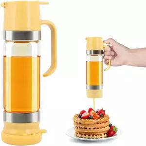 손잡이가 달린 유리 꿀 디스펜서 - 커피 팬케이크 와플용 메이플 시럽 병 쉽게 부을 수 있는 우아한 용기
