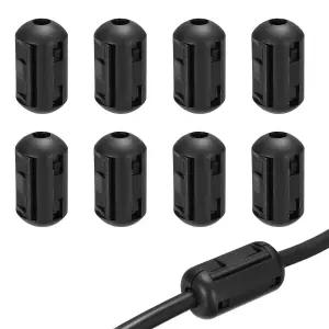 MECCANIXITY 8Pcs 클립온 페라이트 링 코어 5mm RFI EMI 소음 억제 필터 케이블 간섭 감소 블랙 실린더