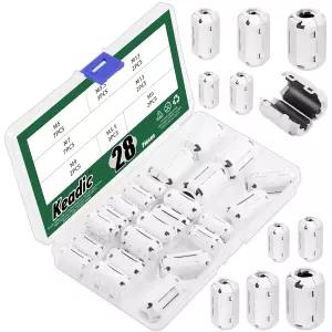 Keadic 28Pcs 3.5mm 클립온 페라이트 링 코어 모음 세트 USB/오디오/비디오 전원 케이블용 코드 RFI EMI
