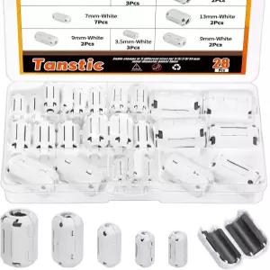 3.5mm 직경 케이블용 탄스틱 28Pcs 화이트 클립온 페라이트 링 코어 RFI EMI 노이즈 억제
