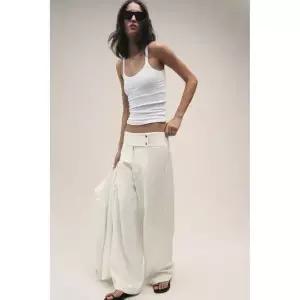 ZARA 로우라이즈 스트레이트 팬츠 - 크림