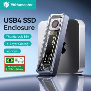 Yottamaster 40Gbps M.2 NVMe SSD 케이스 8TB USB4  C 하드 드라이브 인클로저 호환 Thunderbolt 3/4 지원
