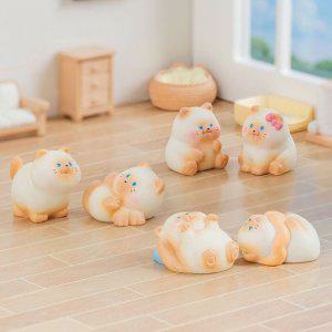 파스텔 고양이 피규어 미니어처 인테리어 소품 데스크 장식 힐링 오브제 세트