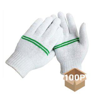 두줄 면사 작업 안전 장갑 32g 100개입 1P 현장 공사 원예 목장갑 택배