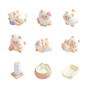 파스텔 고양이 미니어처 소품 장식 피규어 인테리어 데스크 힐링 오브제 세트