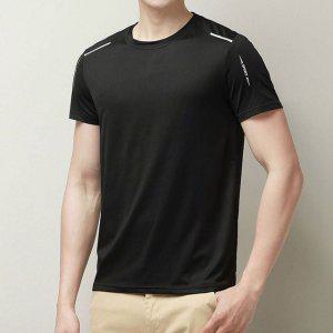 남자 검정 블랙 기능성 반팔티 여름 쿨티셔츠 스포츠티 쿨링티셔츠