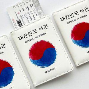 태극기 안티스키밍 가죽 여권 케이스 지갑 커버 가족 여권 커플
