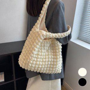 주름 패브릭 숄더백 아이보리 퀼팅 여성 데일리 가방 에코백 토트백