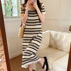 스판니트 여름원피스 레터링원피스 롱원피스 F0