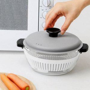 오븐용 전자 레인지용 찜기 1L 원형 내열 유리 찜기 그릇