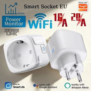1/4PCS 스마트 플러그 WiFi 소켓 EU 16A/20A 전력 모니터 타이밍 기능 SmartLife APP 제어 Tuya Alexa Google 홈과 함께 작동