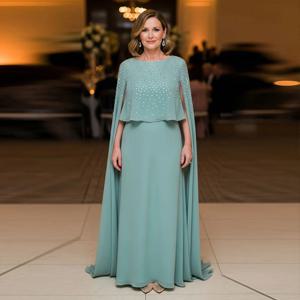 결혼식 손님을위한 맞춤형 비즈 장식 신부 어머니 드레스 2026 캡 슬리브 럭셔리 여성 이브닝 드레스 크리스탈 댄스 파티 가운