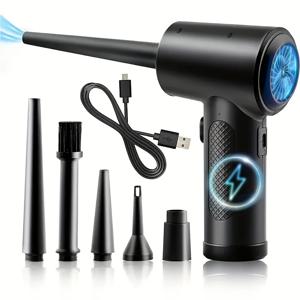 무선 에어 더스터 50000RPM 휴대용 압축 공기 송풍기(LED 조명 포함) PC 키보드 노트북 전자제품 청소용