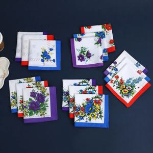 순면 손수건 12팩, 여성용 면 프린트 손수건, 올 시즌 유니버설, 새해 결혼 용품, 플랩 포켓 팬츠 타월, 땀 타월