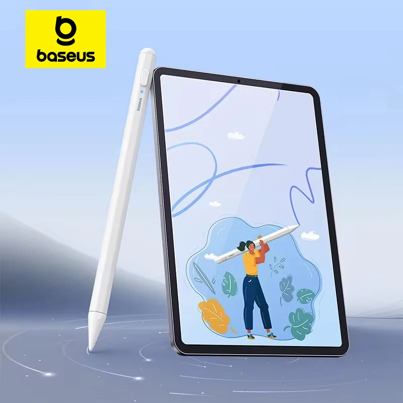 Apple Pencil iPad 용 LED 장착 Baseus Stylus Lite Palm 거부 마그네틱 디자인 터치 펜 태블릿 용 iPad Pro 2018-2023