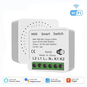 미니 DIY 스마트 스위치 Tuya WiFi 조명 스위치 모듈 중립 와이어 필요 2 가지 방법 타이머 무선 차단기 Alexa Google 홈 작동