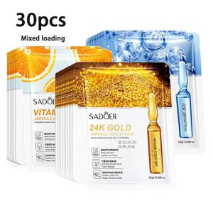 30/15개입 사도어 24K 골드 비타민 C 히알루론산 페이셜 마스크 얼굴 보습 탄력 수분 공급 페이셜 마스크 페이셜 스킨케어
