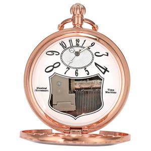 소설 로즈 골드 메리 크리스마스 뮤지컬 주머니 시계 FOB 시계 쿼츠 무브먼트 남성 여성 펜던트 체인 시계 빛나는 손