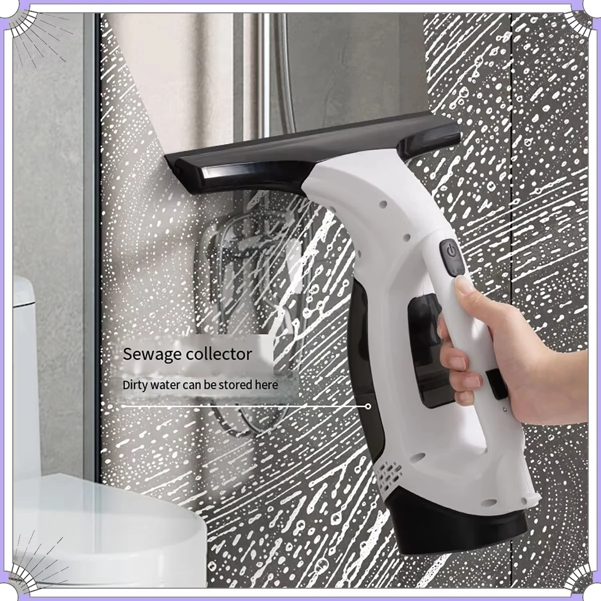 다기능 무선 전동 창문 청소기 화이트 무선 충전식 자동 휴대용 유리 청소 도구