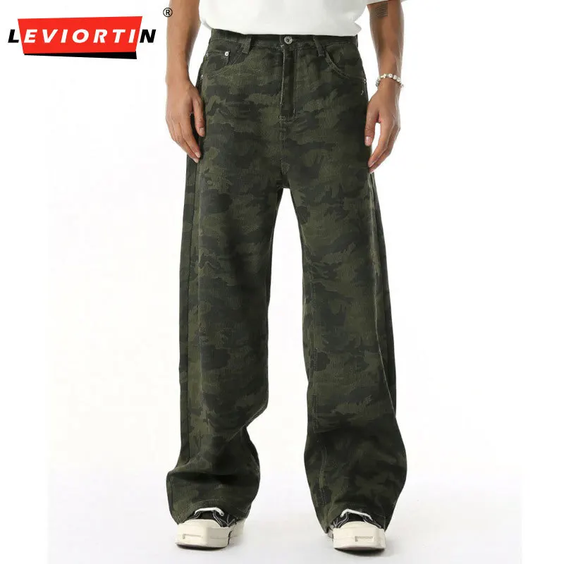 2025 사계절 남성용 청소년 인기 멀티 컬러 패턴 카모플라주 팬츠 기본 다용도 스트레이트 워시 캐주얼 카우보이 팬츠