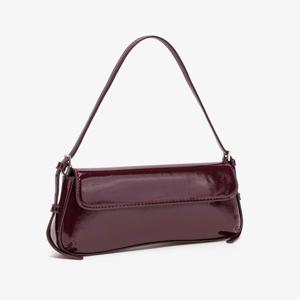 패션 숙녀 반짝 이는 크로스 바디 백 세련된 우아한 숄더 백 와인 레드 작은 겨드랑이 가방 다목적 솔리드 컬러 클러치 백