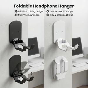 자가 접착식 접이형 헤드폰 걸이 벽걸이 게임 컨트롤러 스탠드 무타공 이어폰 홀더 게임룸용 정리대