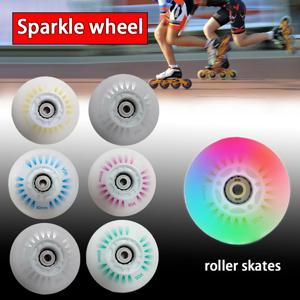 새로운 4개 세트 발광 휠 LED 플래싱 휠 인라인 스케이트 신발용 72mm 76mm 80mm 90A 경도 PU 소재