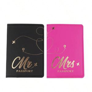 2PCS/세트 새로운 미스터 미세스 PU 가죽 여권 커버 케이스 카드 홀더 경량 여행 액세서리 지갑 연인을 위한 선물