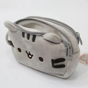 귀여운 고양이 플러시 필통 메이크업 가방 대용량 휴대용 플러시 동물 문구 보관 파우치 지퍼 잠금 펜 케이스