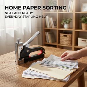 3-in-1 헤비듀티 스테이플건/네일건 (가구/목공/고정용) 600개 스테이플 포함, 수동, 내구성, 다기능 공구