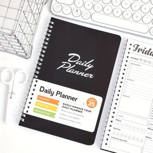날짜 없는 데일리 플래너 PVC 하드커버 노트, 메모 패드 포함, 일일 계획 및 목표 설정을 위한 플래닝 액세서리